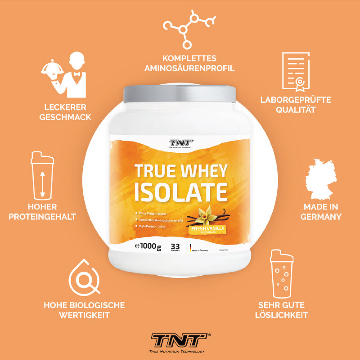 Bột True Whey Isolate vị Vanilla TNT Thùng 1000g - HSD 27/09/2025