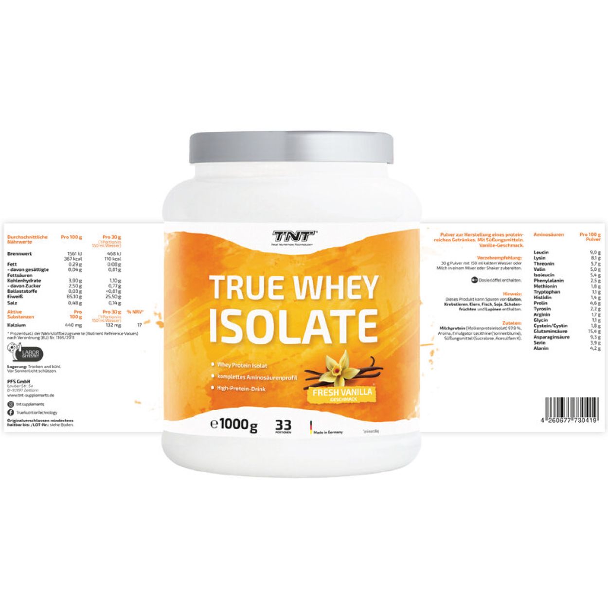 Bột True Whey Isolate vị Vanilla TNT Thùng 1000g - HSD 27/09/2025