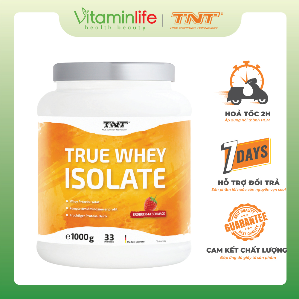 Bột True Whey Isolate vị Dâu TNT Thùng 1000g