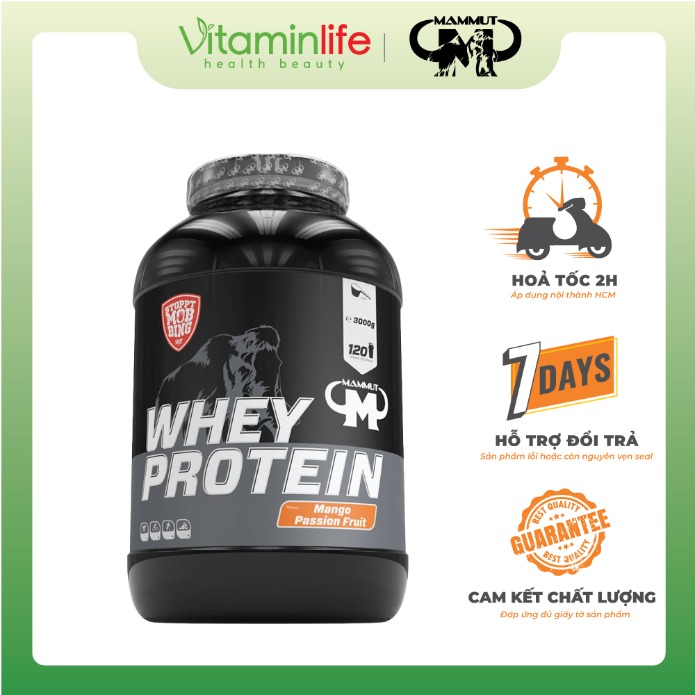 Bột Whey Protein hương trái cây xoài và chanh dây Mammut Nutrition 3000g