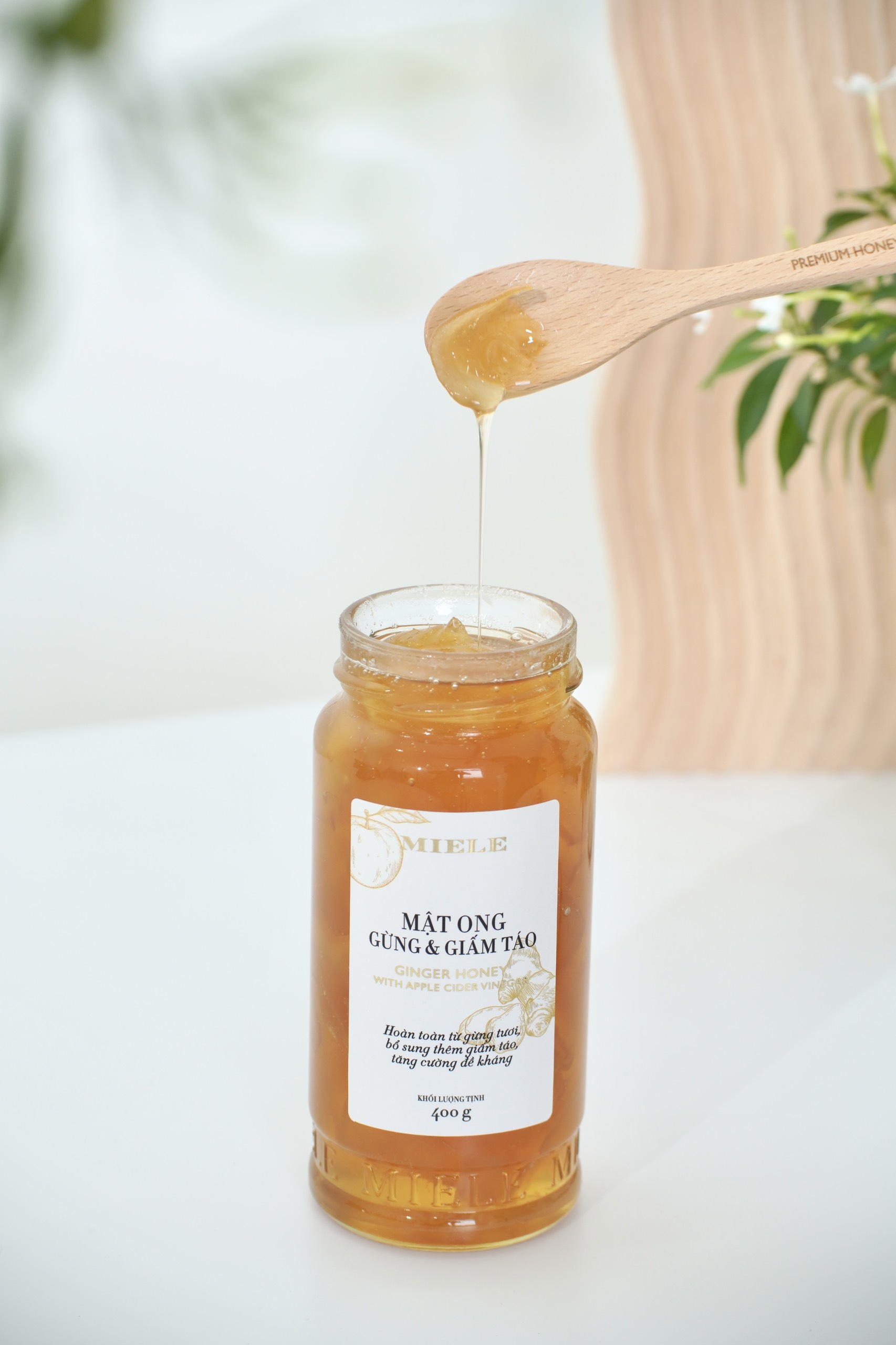Mật ong Gừng & Giấm táo Miele 400G