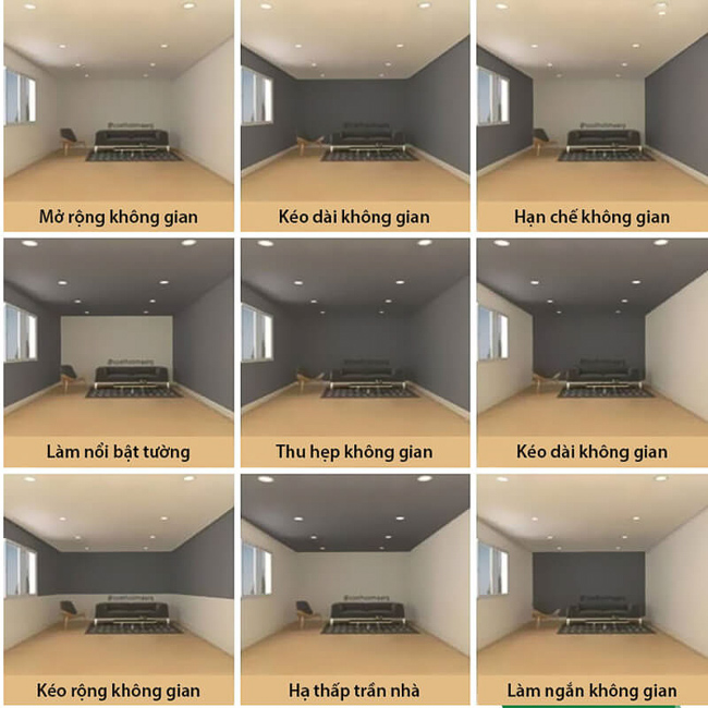 Sử dụng màu sắc để phân chia các không gian khác nhau