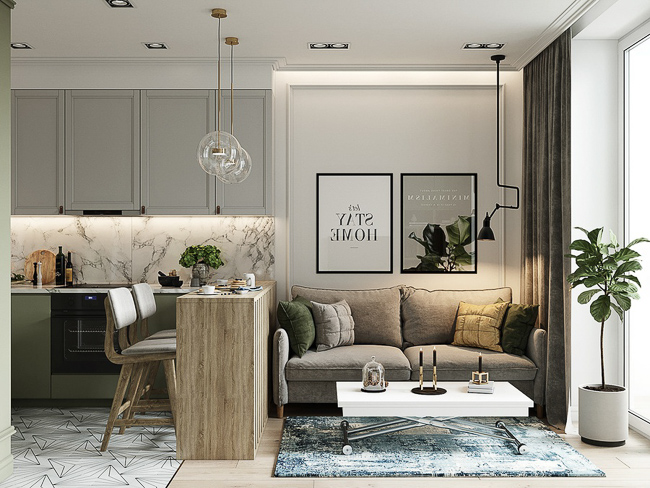 Mẫu nội thất phòng khách đẹp hiện đại cho căn hộ chung cư