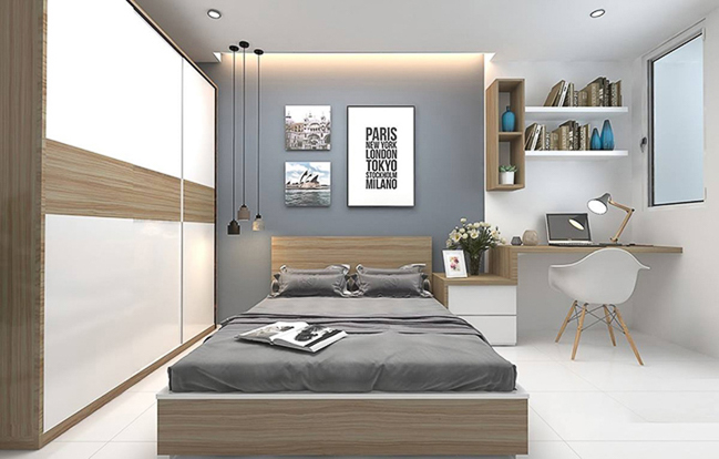 Phòng ngủ 13m2 phong cách tân cổ điển