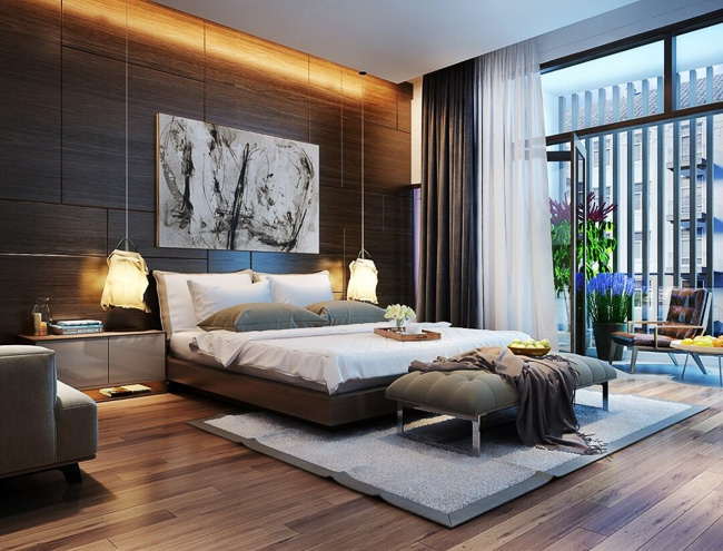 Phòng ngủ 13m2 phong cách tân cổ điển