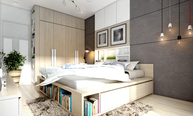 Phòng ngủ 15m2 mộc mạc, cổ điển