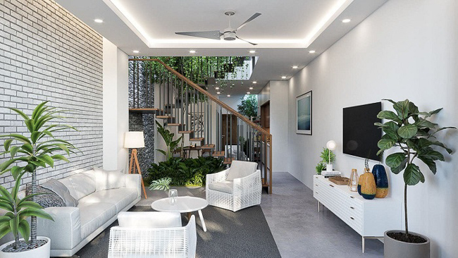 Bố trí ghế sofa cho phòng khách nhà ống
