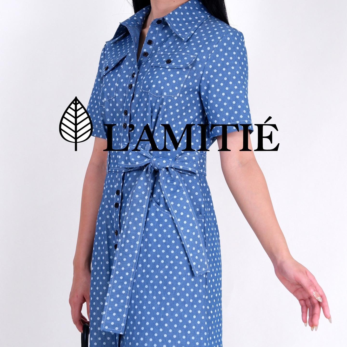 Váy Jean chấm bi cổ đức liền thân-VLT 160223