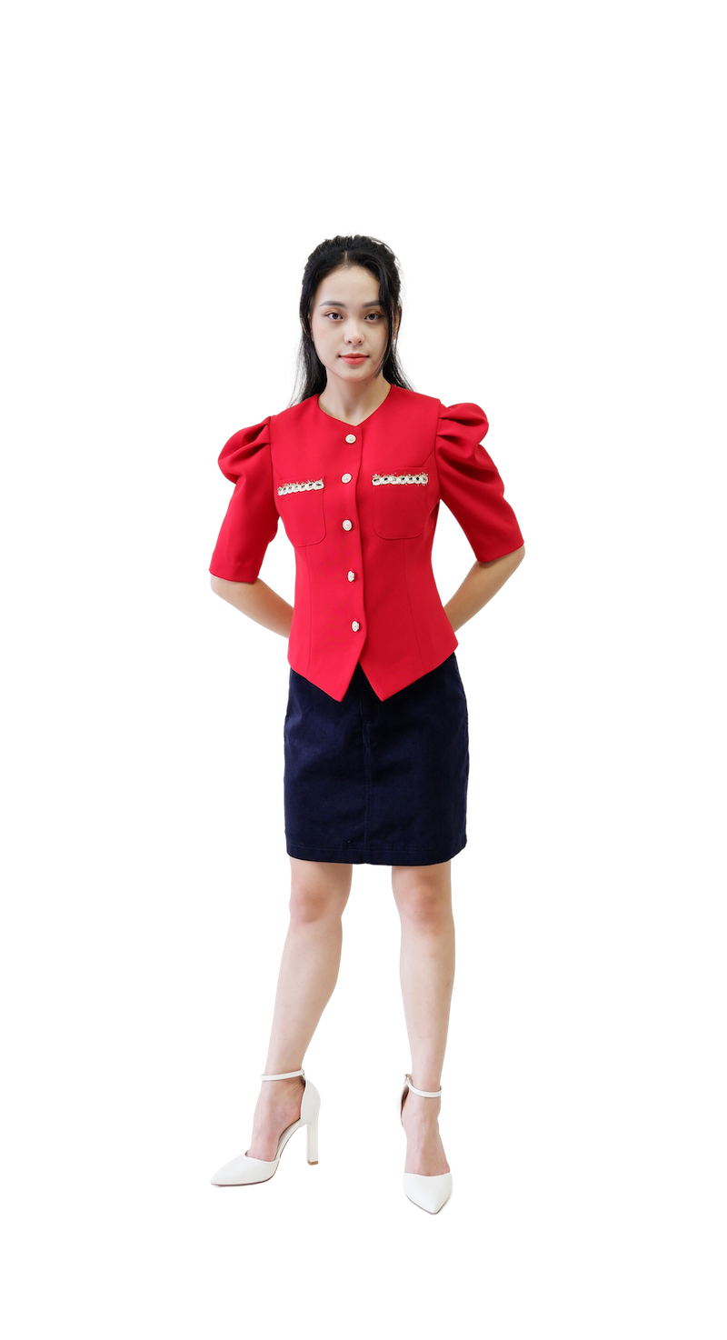 Áo vai nhún cộc tay-A020923