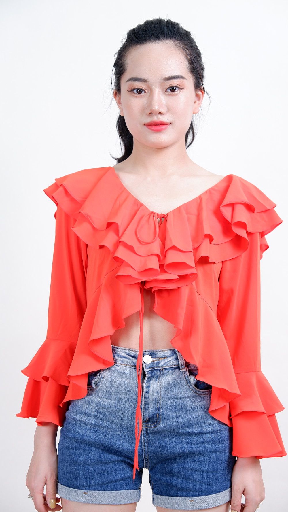Áo nhún bèo Orange-A2923