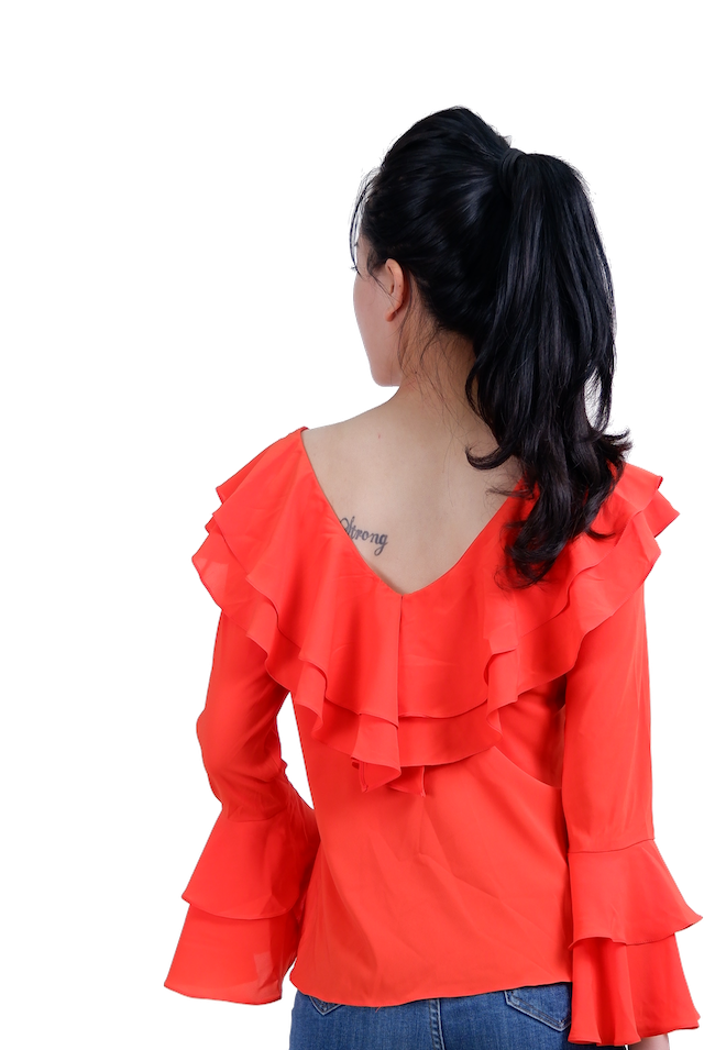Áo nhún bèo Orange-A2923