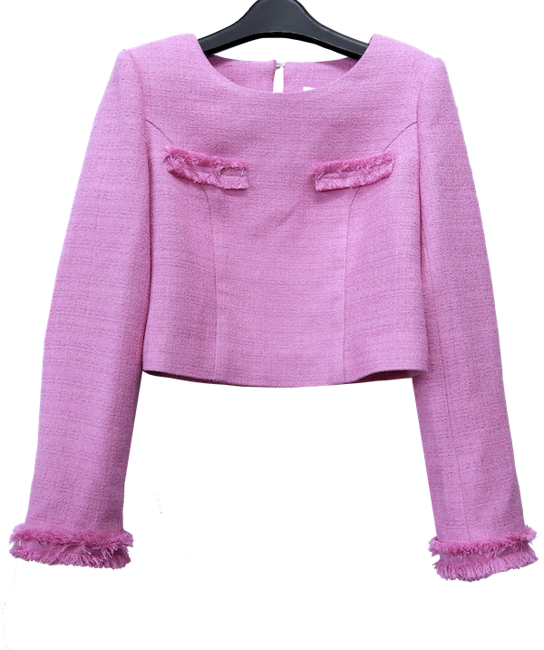 Áo dài tay dạ tweed hồng-A31222
