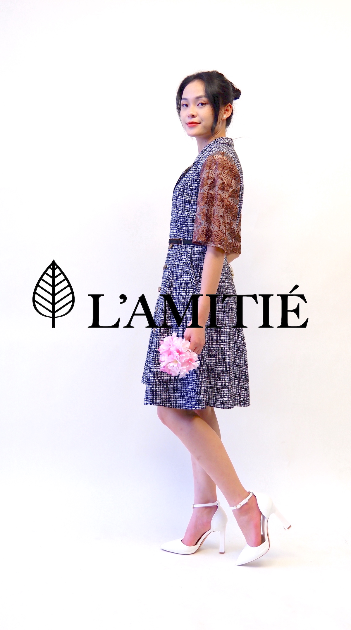Đầm tweed cổ vest-VLT050223
