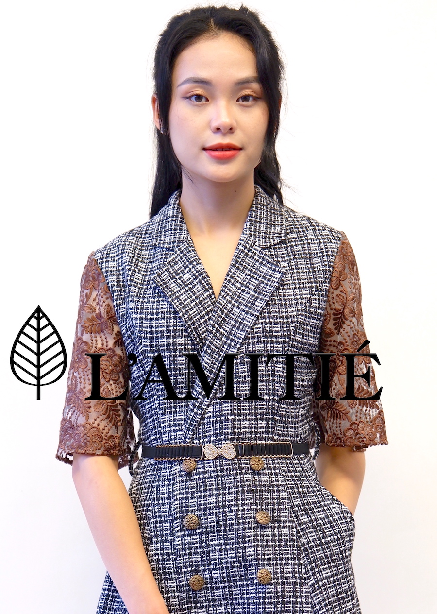 Đầm tweed cổ vest-VLT050223