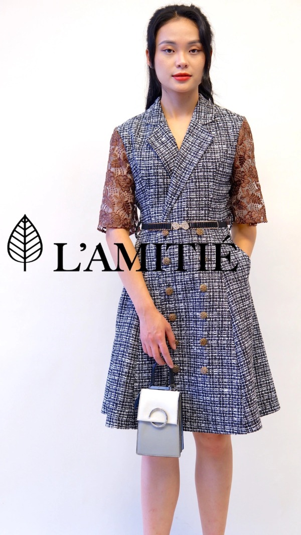 Đầm tweed cổ vest-VLT050223