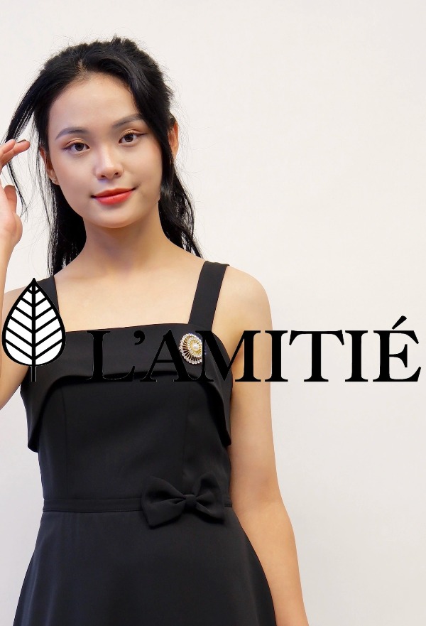 Đầm xoè 2 dây đính nơ sang trọng-VLT010223
