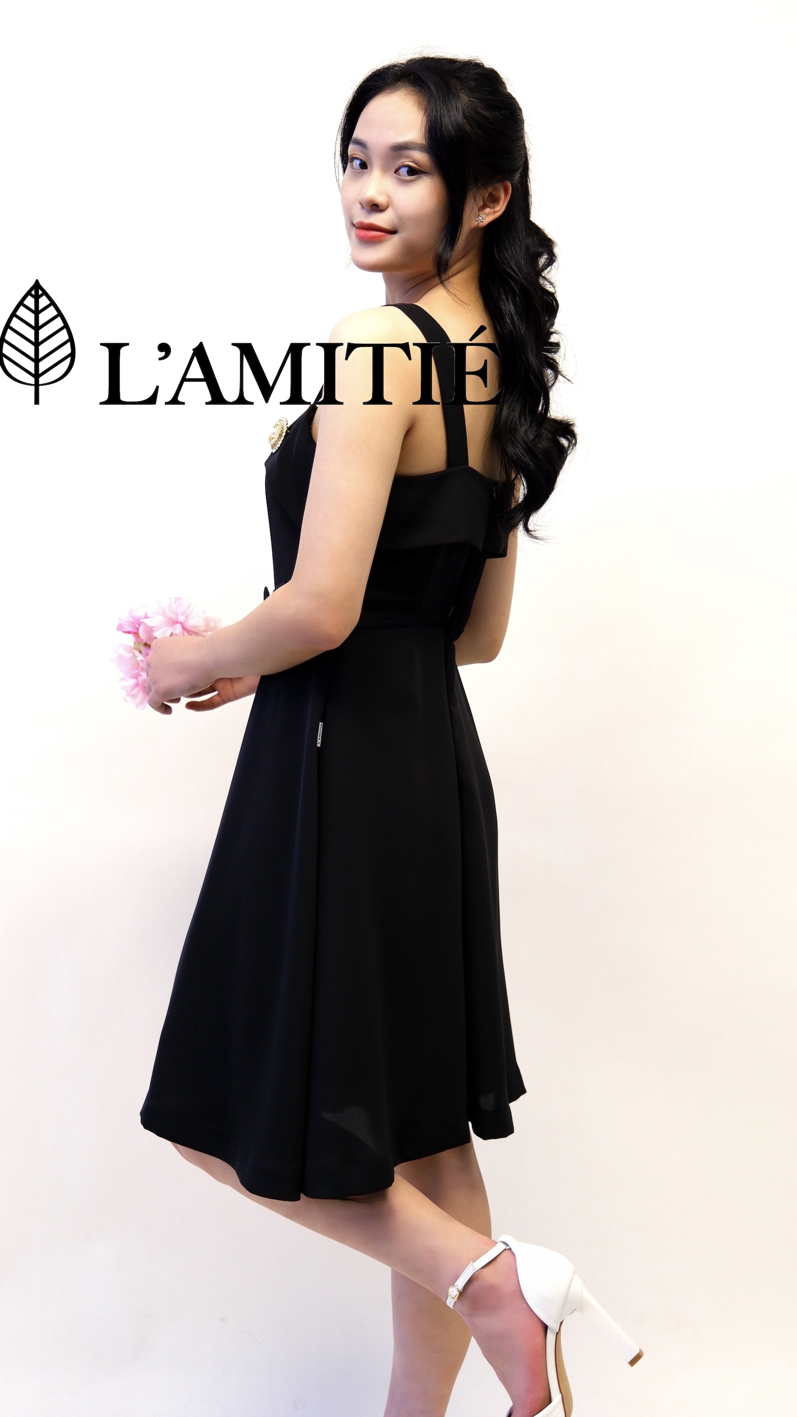 Đầm xoè 2 dây đính nơ sang trọng-VLT010223