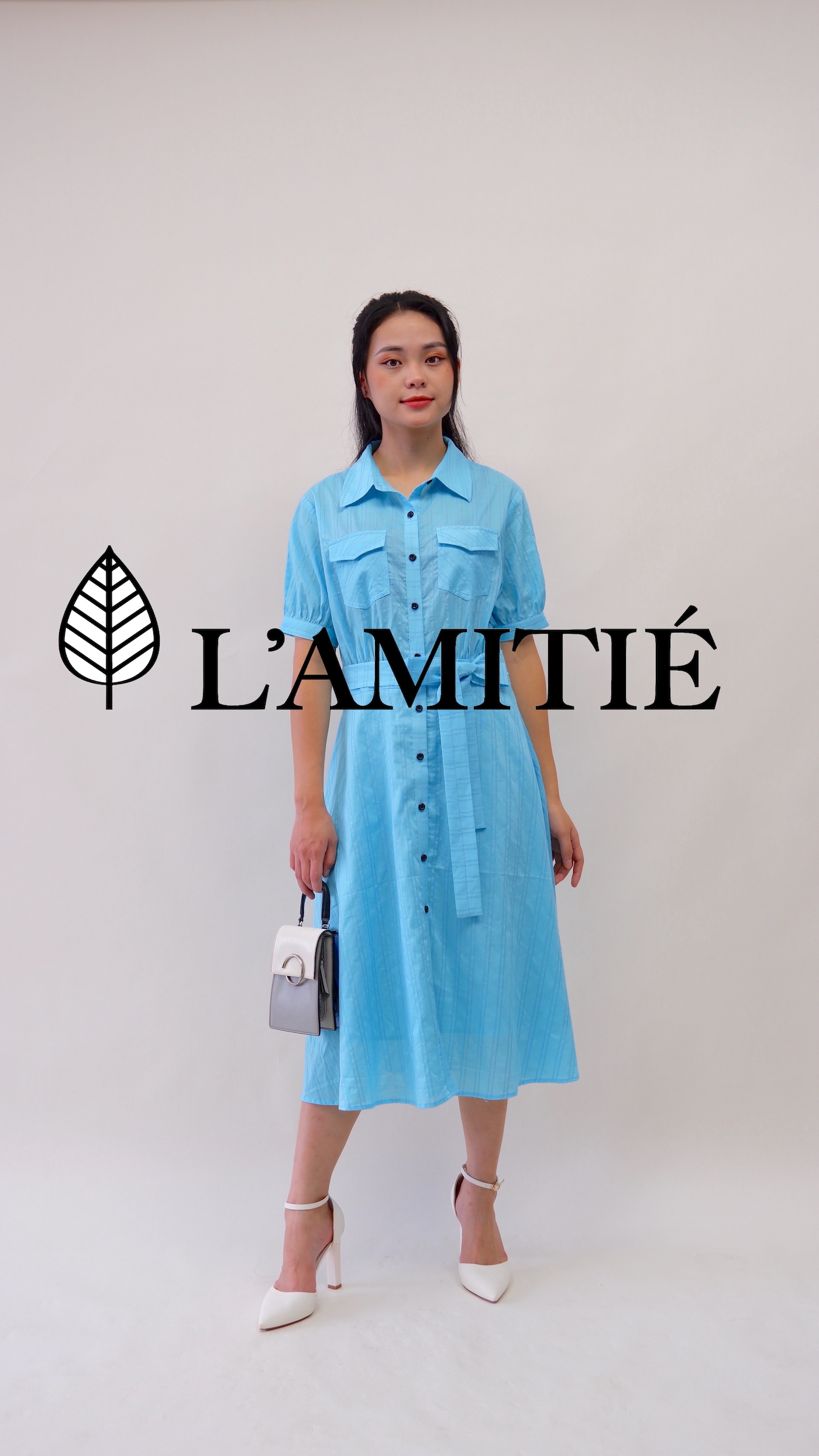 Váy liền công sở cổ đức tay cộc-VLT090223