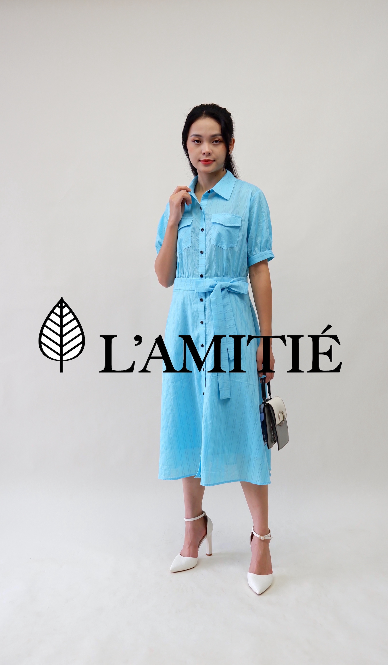 Váy liền công sở cổ đức tay cộc-VLT090223