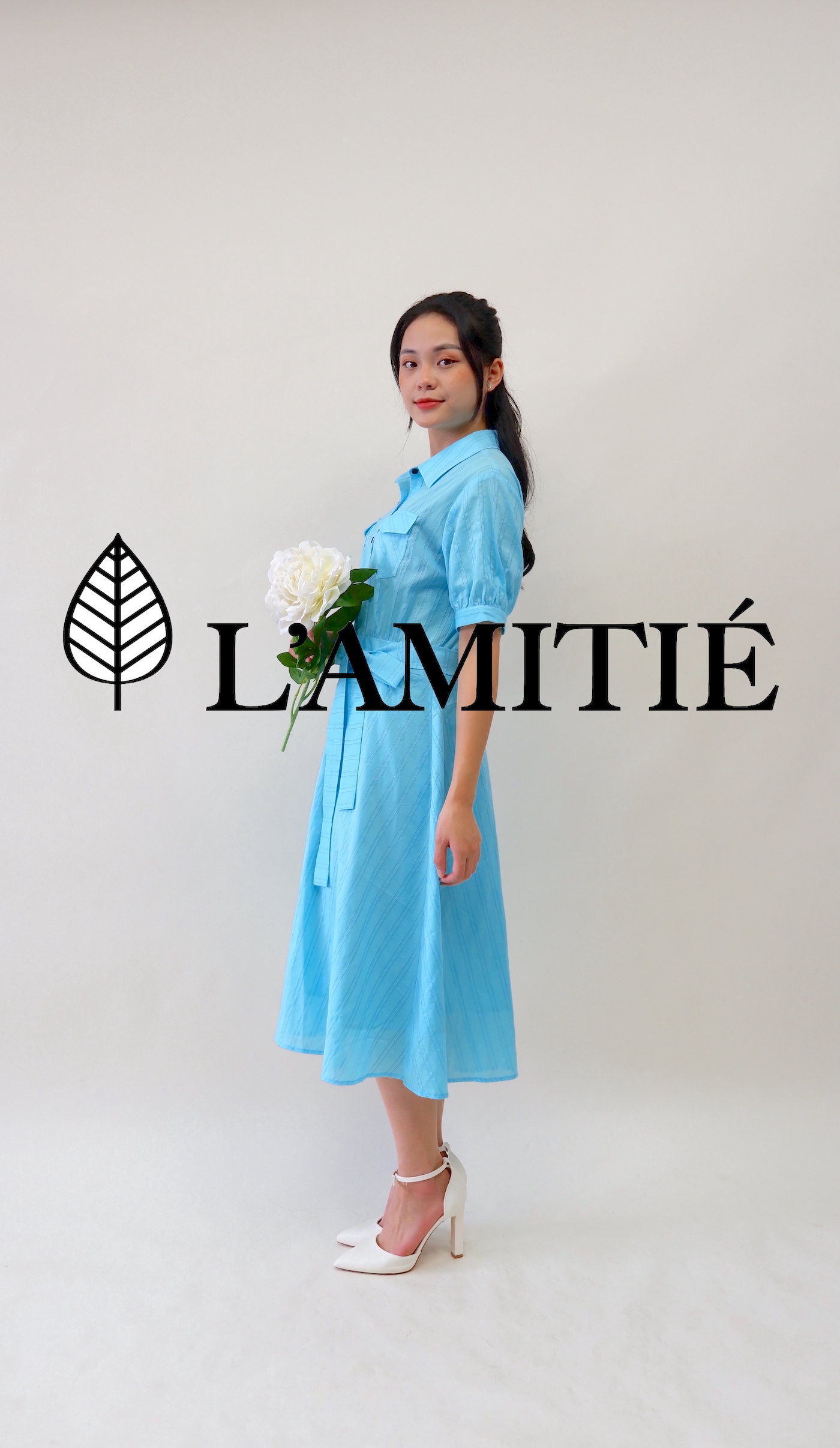 Váy liền công sở cổ đức tay cộc-VLT090223