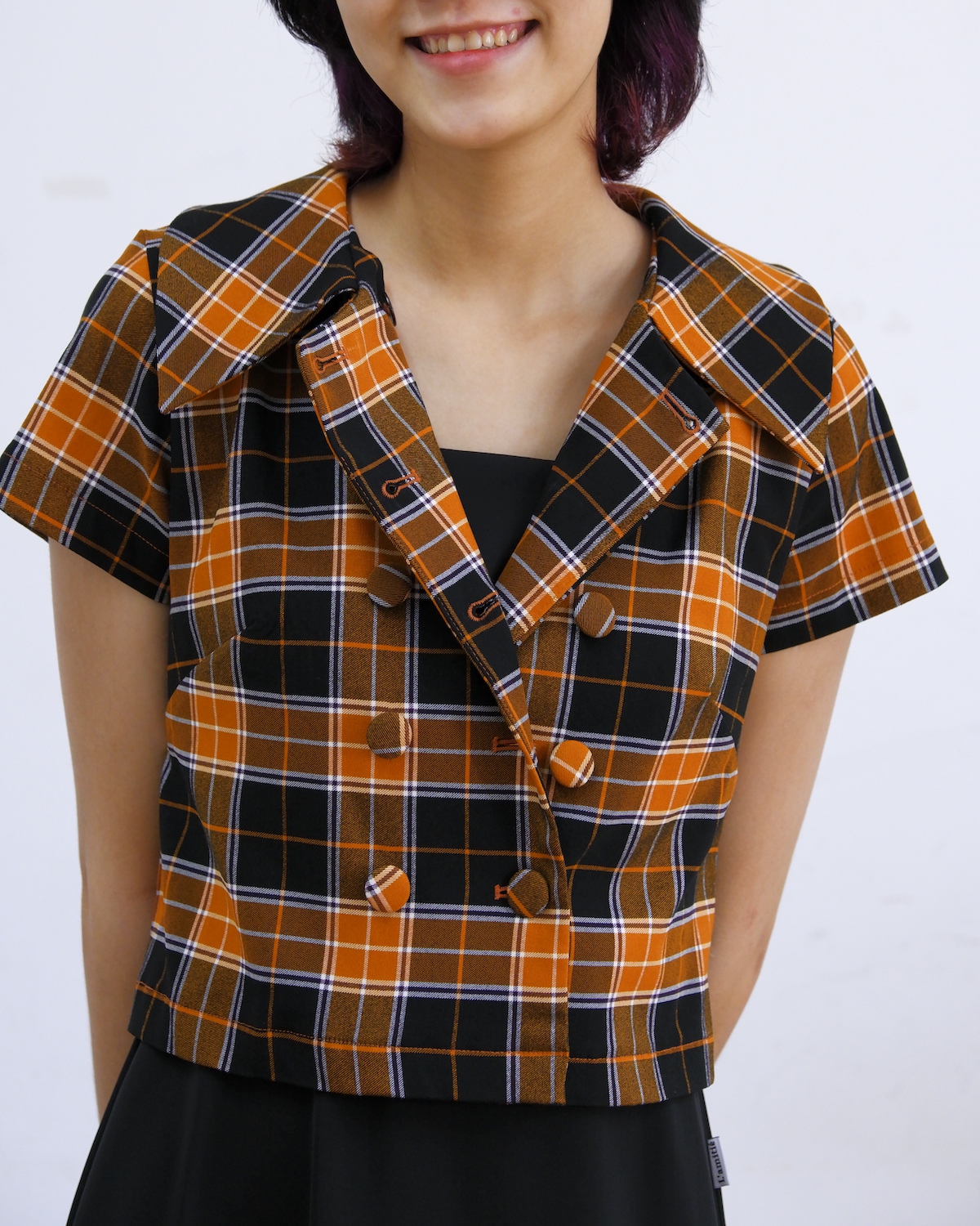 Áo vest nữ kẻ caro dáng ngắn-A51