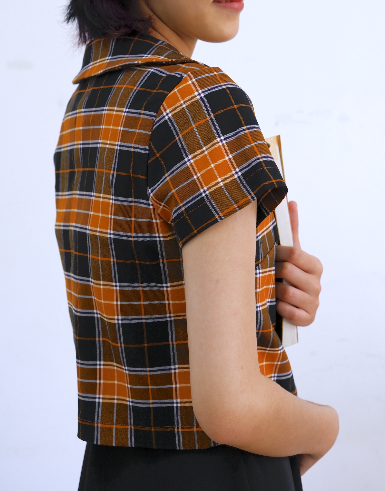 Áo vest nữ kẻ caro dáng ngắn-A51