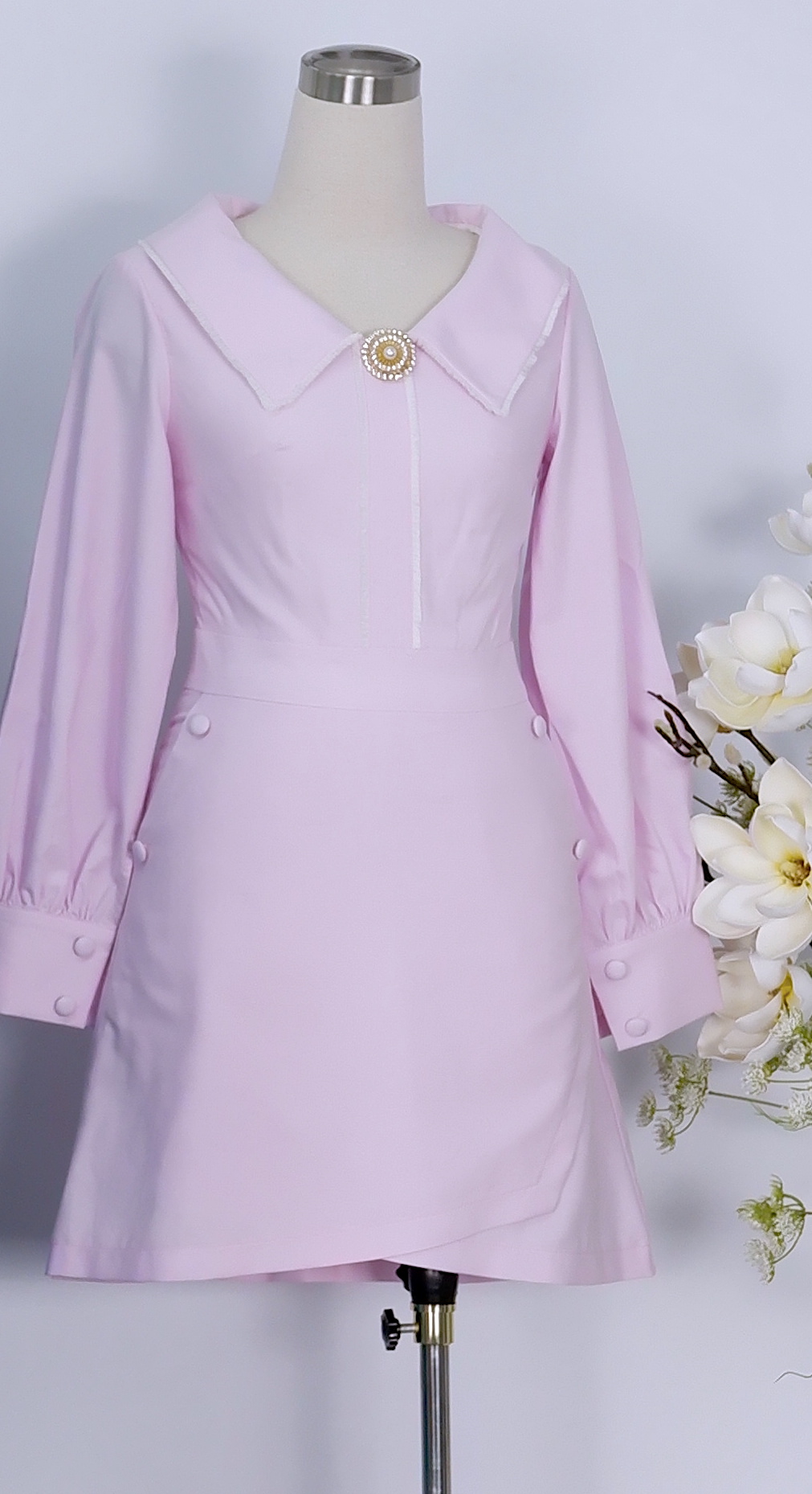 Váy liền thân dài tay pink-VLT31222