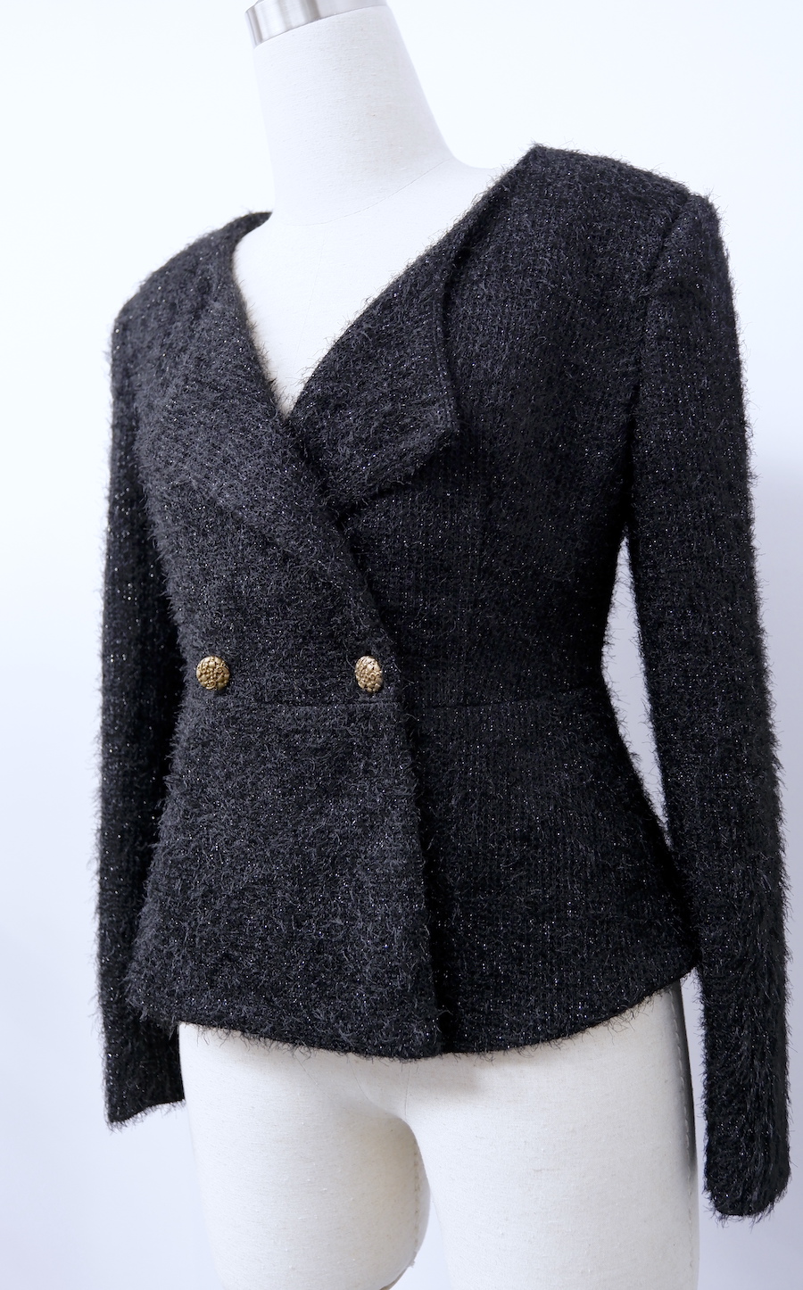 Áo vest dạ tweed đen-VE181222