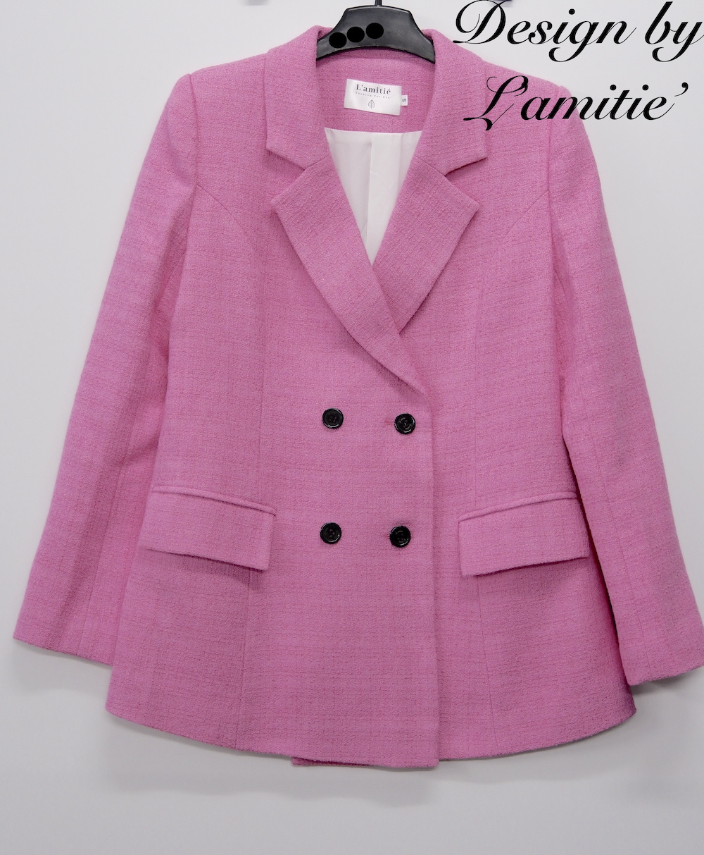 Áo vest suông tweed hồng-VE191222