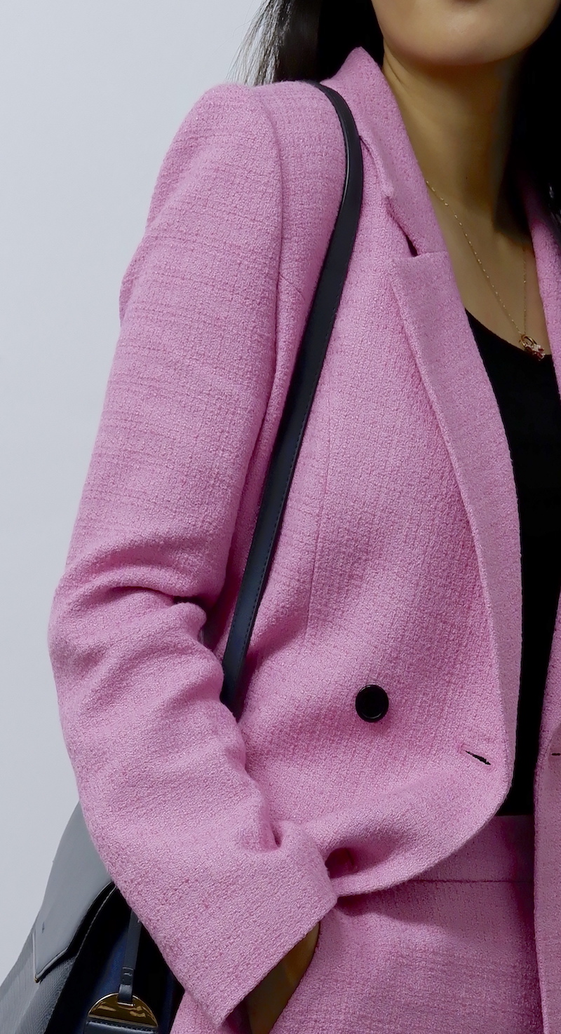 Áo vest suông tweed hồng-VE191222