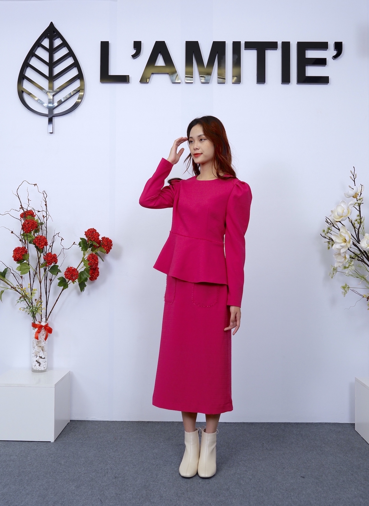 Áo dài tay pink-A81222