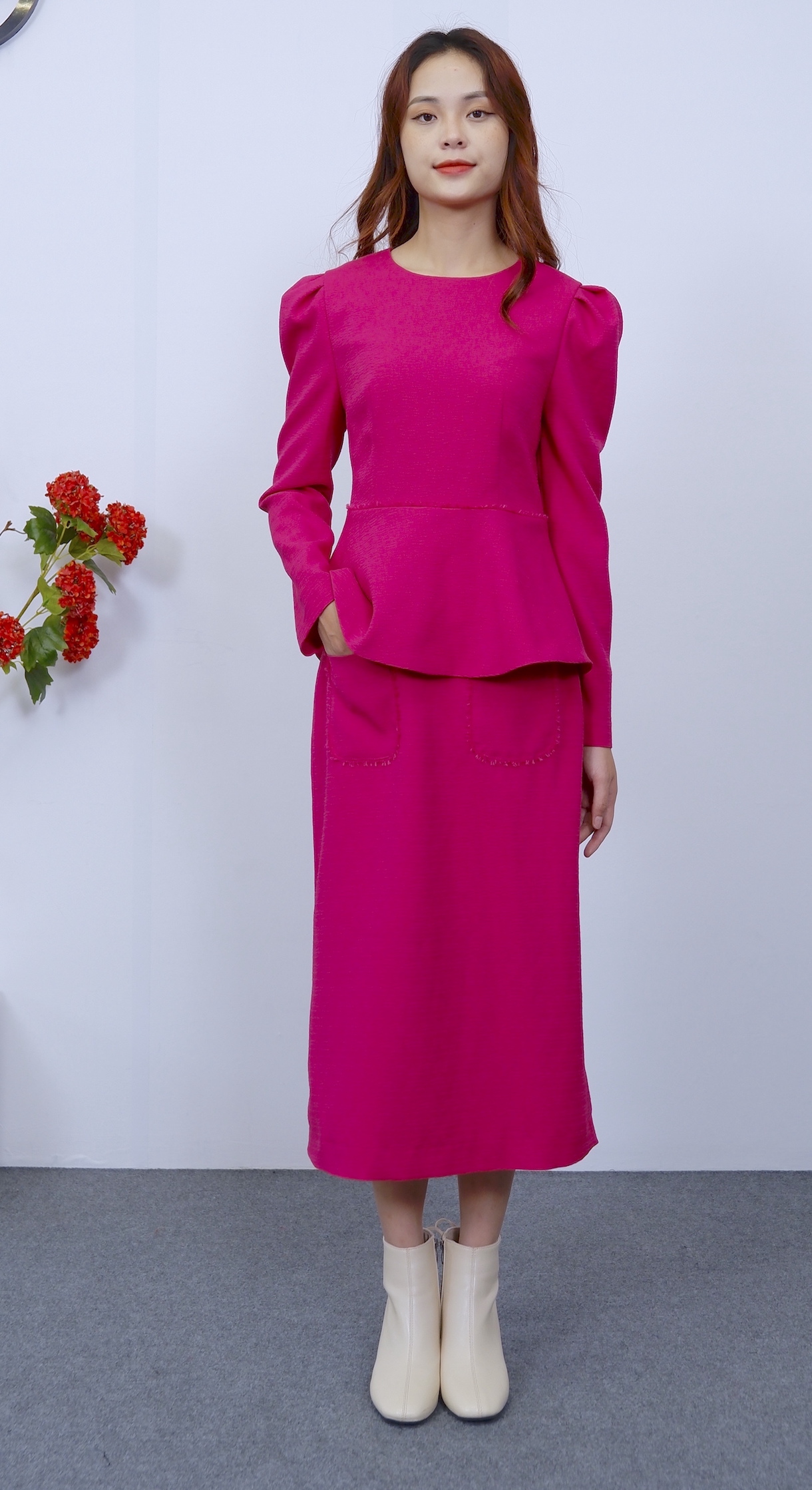 Áo dài tay pink-A81222
