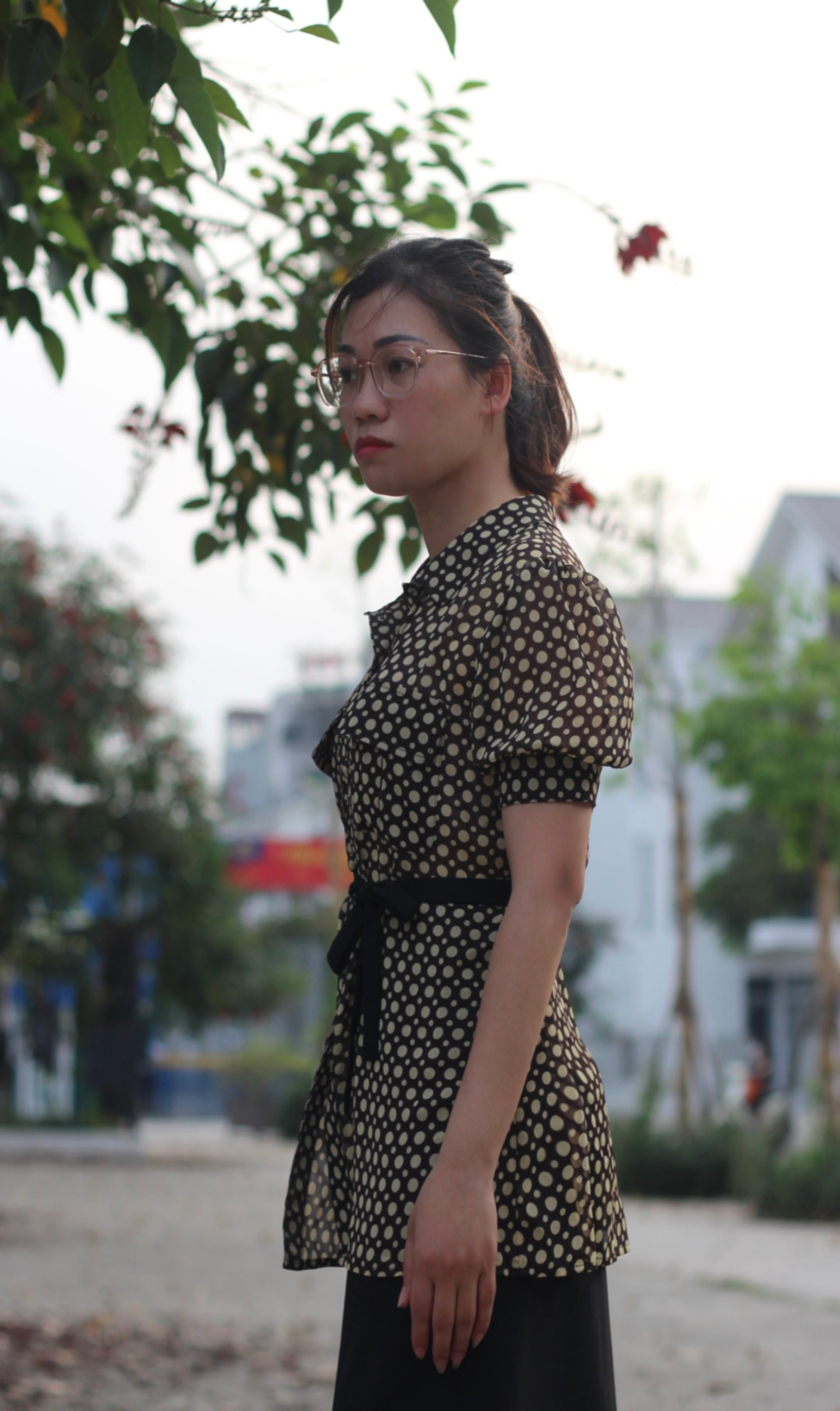 Áo chấm bi cộc tay -A31