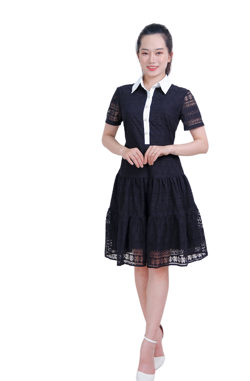 Đầm ren cổ đức phối-VLT3923