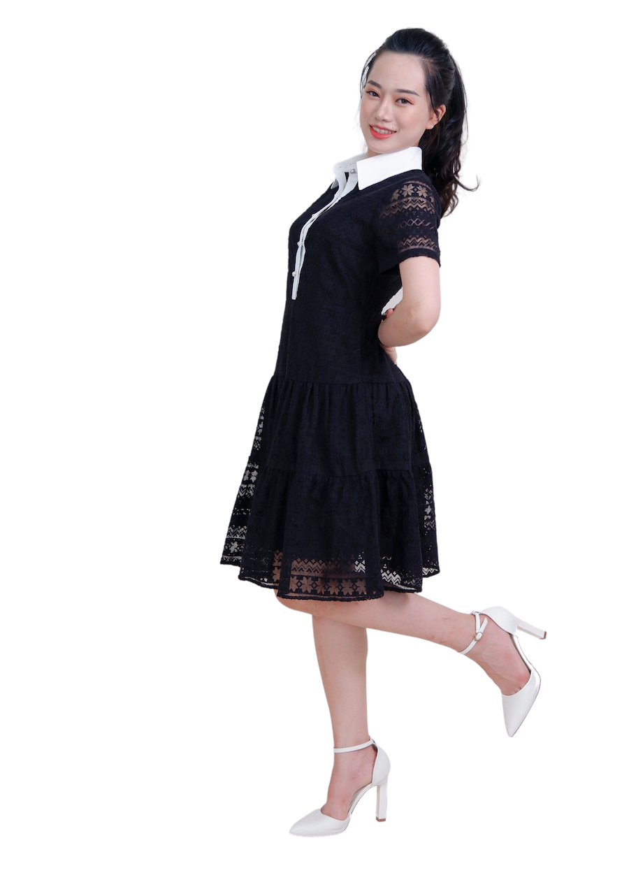 Đầm ren cổ đức phối-VLT3923