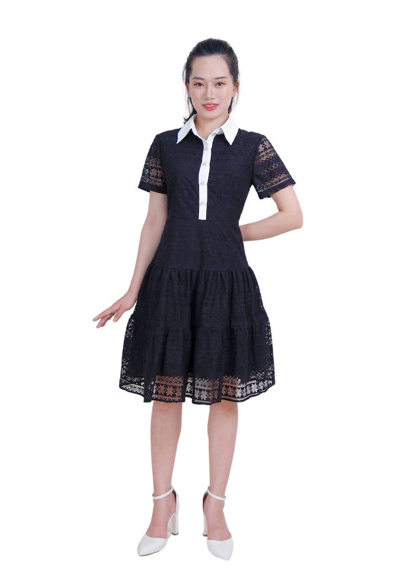 Đầm ren cổ đức phối-VLT3923