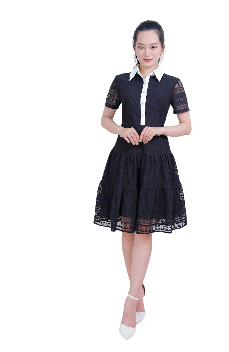 Đầm ren cổ đức phối-VLT3923