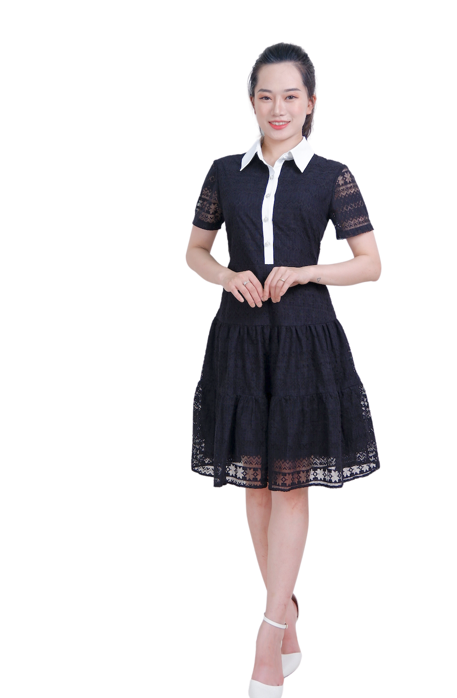 Đầm ren cổ đức phối-VLT3923