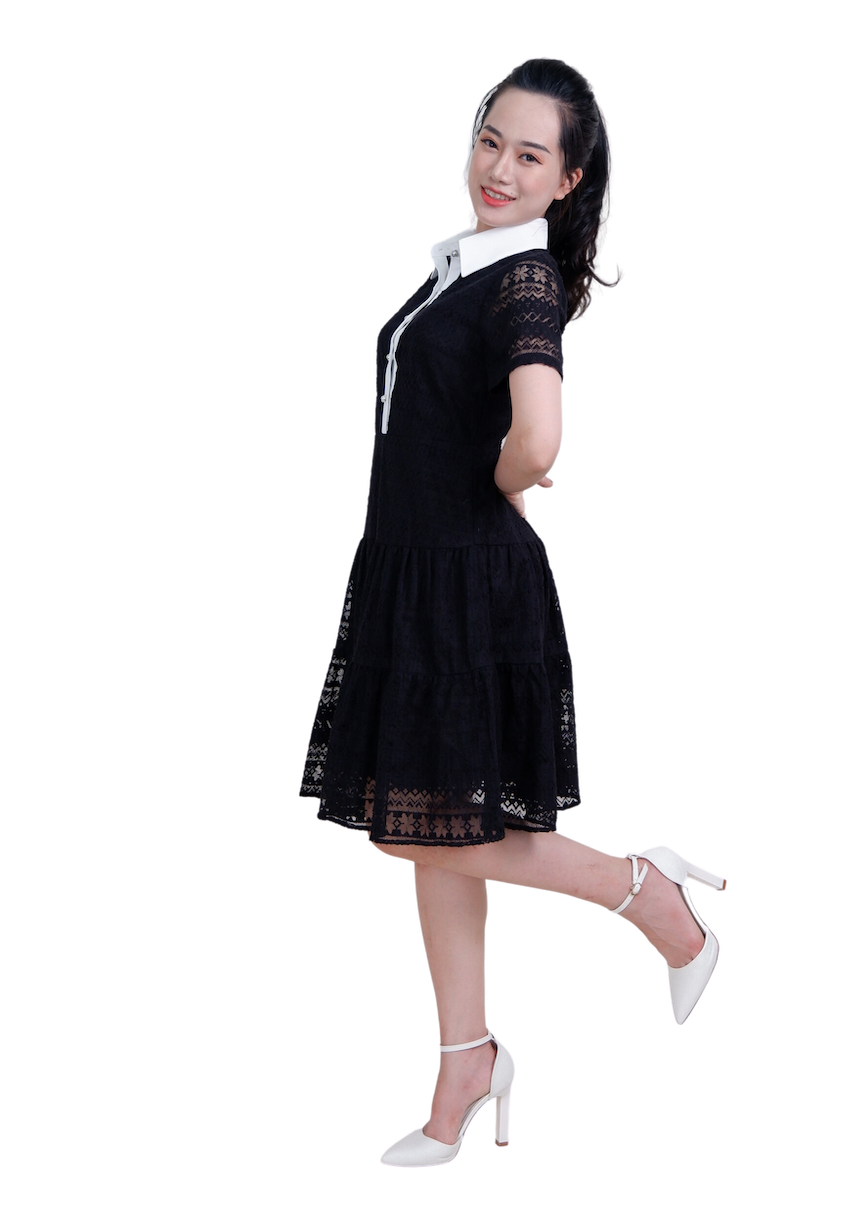 Đầm ren cổ đức phối-VLT3923