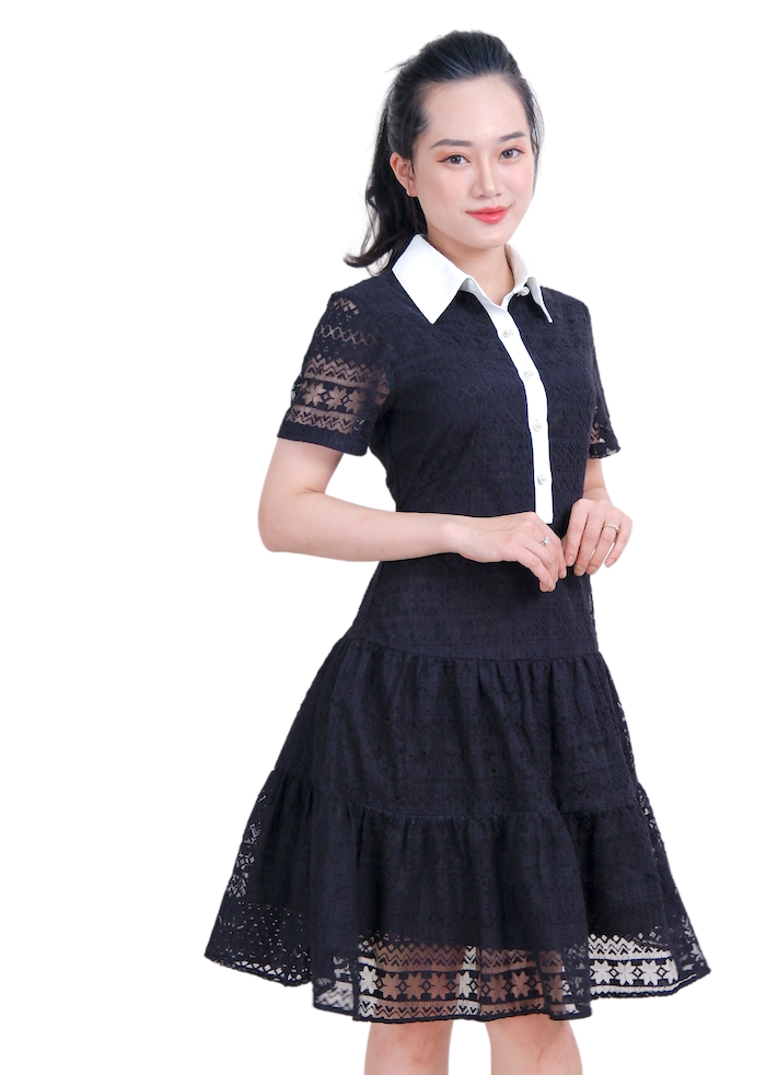 Đầm ren cổ đức phối-VLT3923