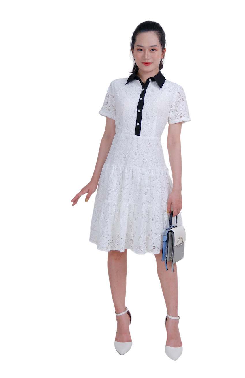 Đầm ren cổ đức phối-VLT3923