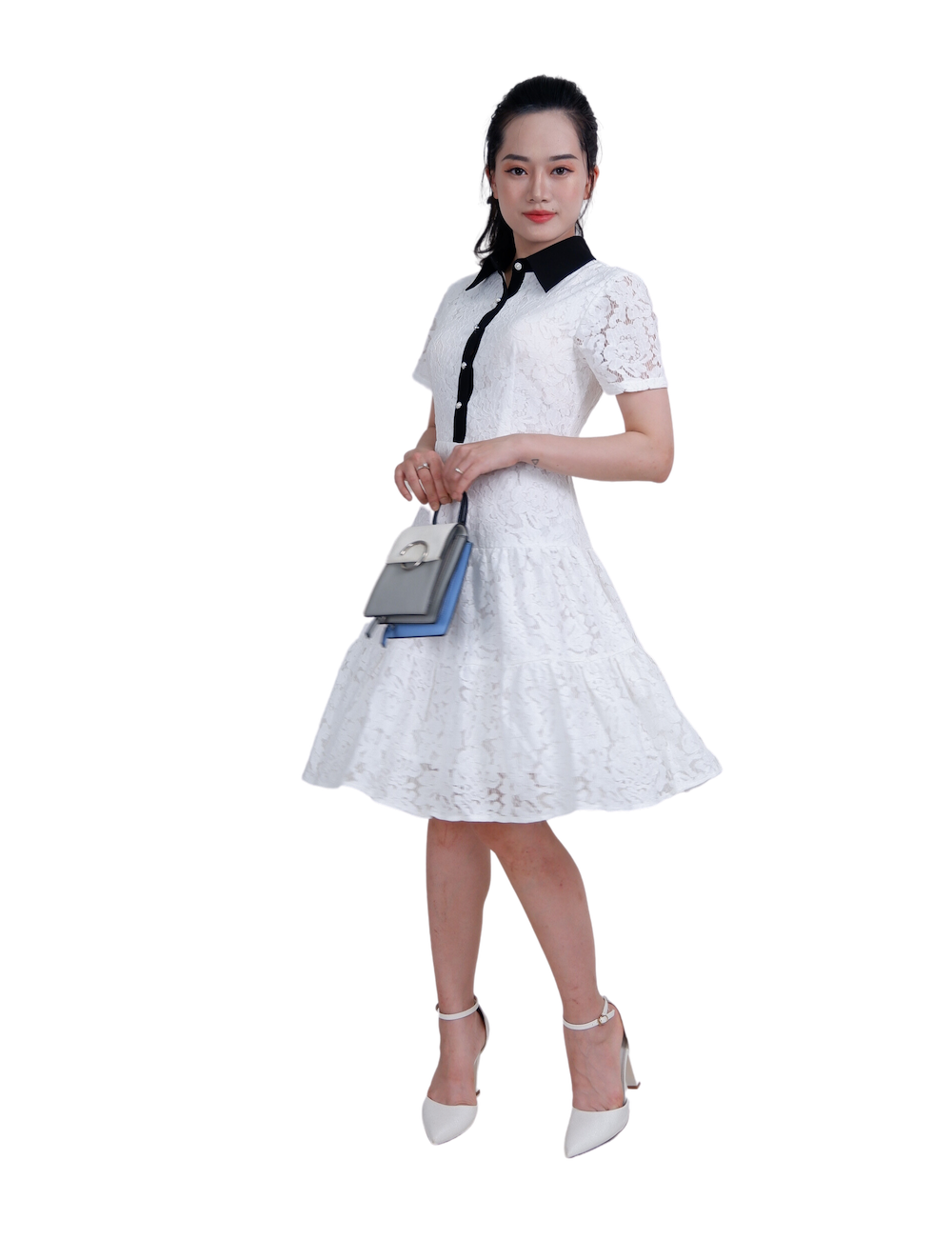 Đầm ren cổ đức phối-VLT3923