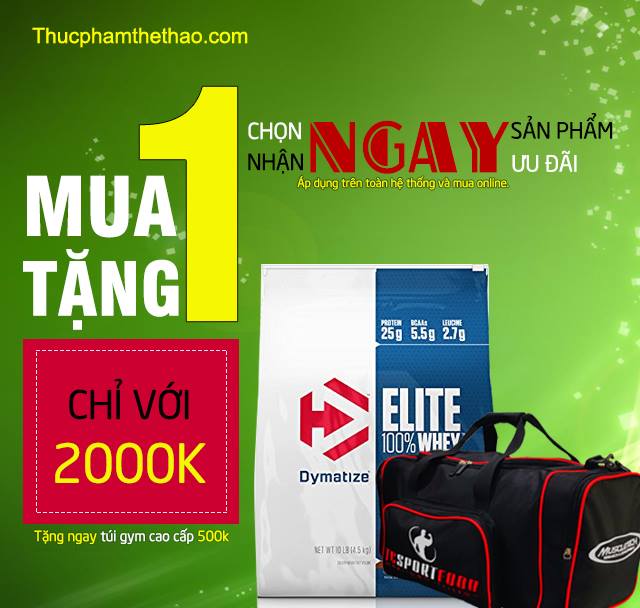 HOT QUÁ !!! MUA 1 BỊCH ELITE WHEY 10LBS ĐƯỢC TẶNG 1 TÚI GYM CAO CẤP TRỊ GIÁ 500K