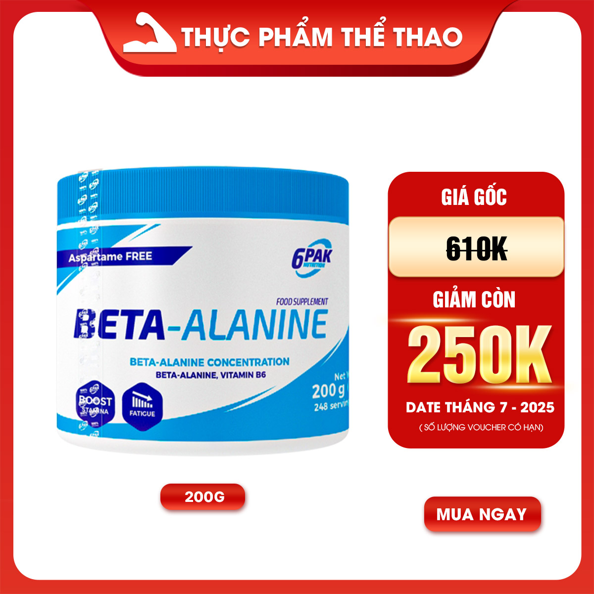 6PAK BETA ALANINE 200G (DATE T7/2025)