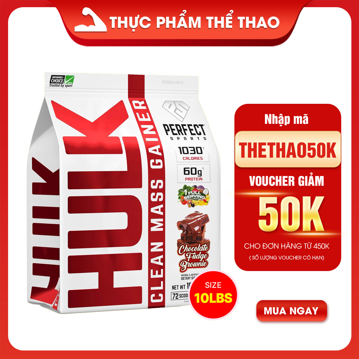 HULK Clean Mass Gainer 10lbs (4.54kg)