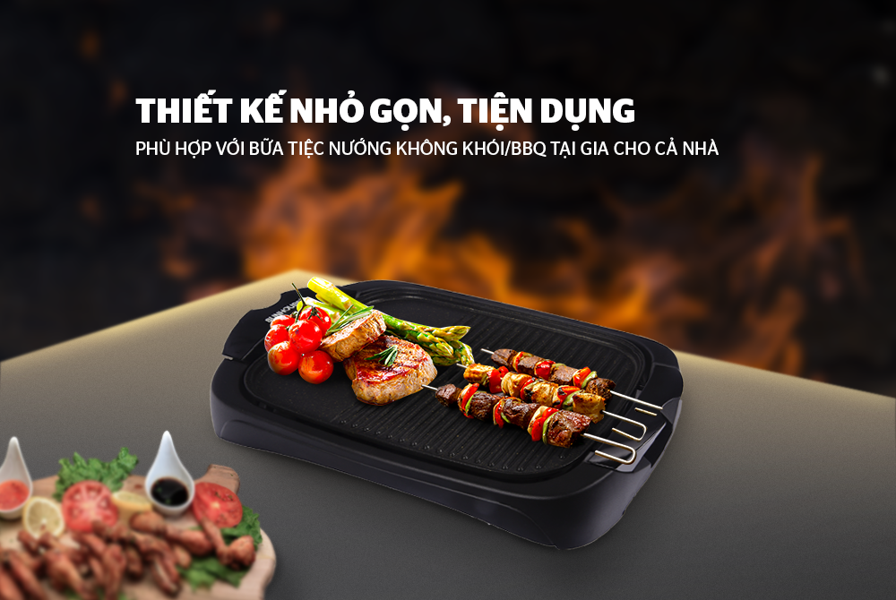 Bếp nướng điện Sunhouse có nắp kính SHD4602