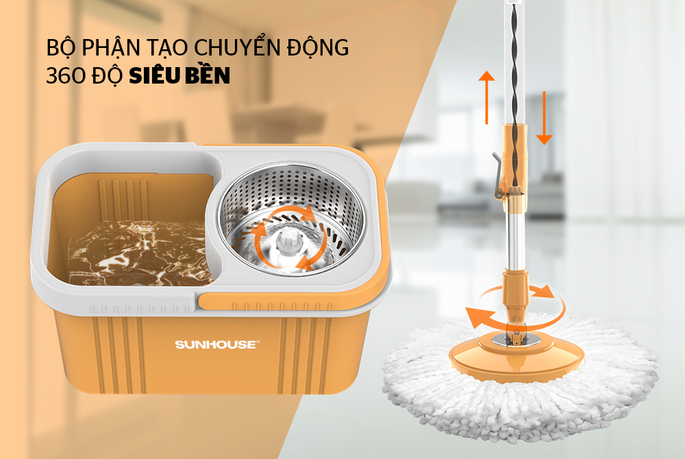 Bộ lau nhà xoay 360 độ Sunhouse KS CL350PB