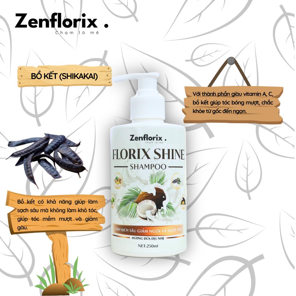 Zenflorix Dầu gội Florix Shine hỗ trợ làm sạch gàu và giảm ngứa da đầu dầu  gội