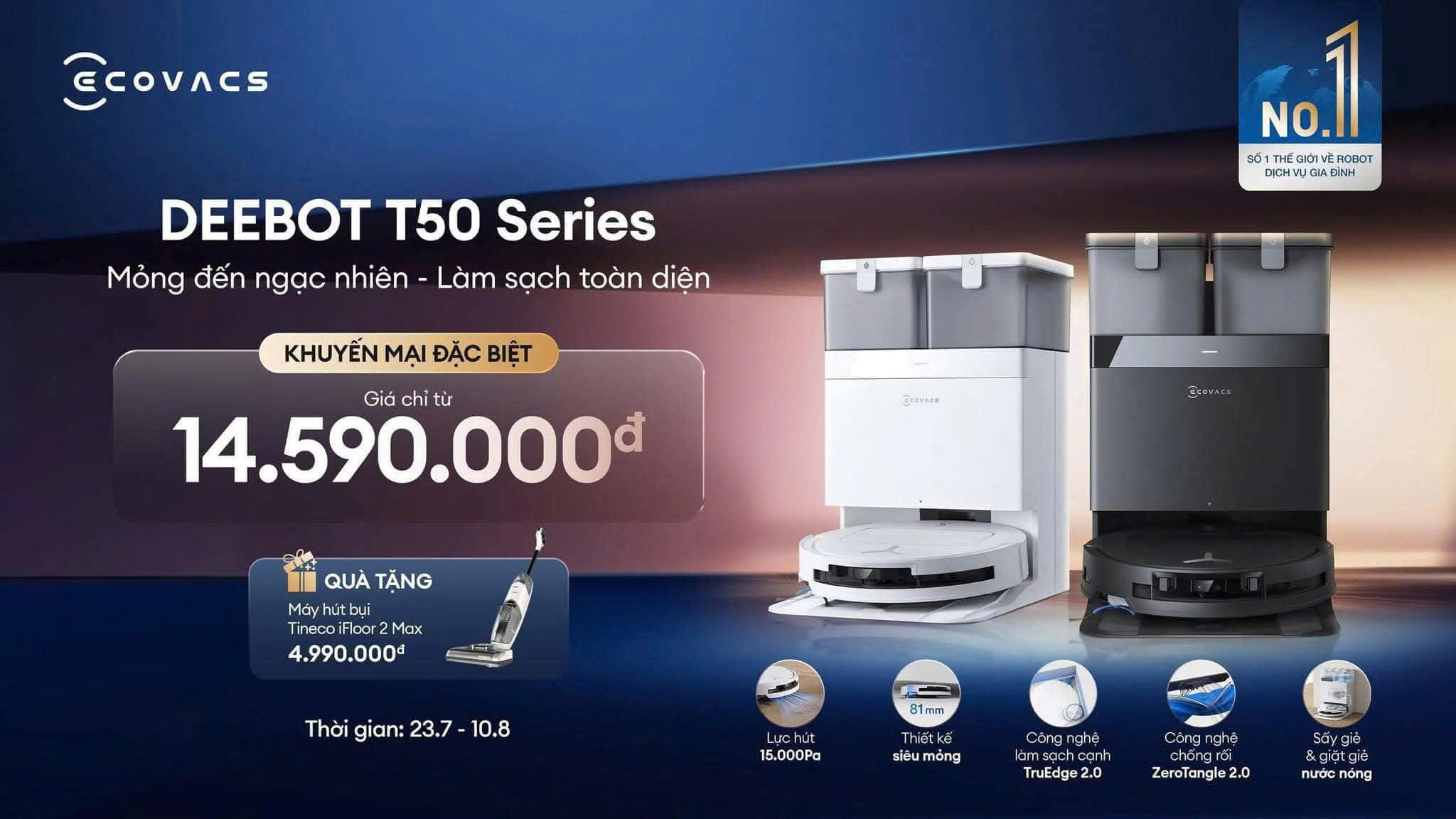 Robot hút bụi lau nhà Ecovacs Deebot