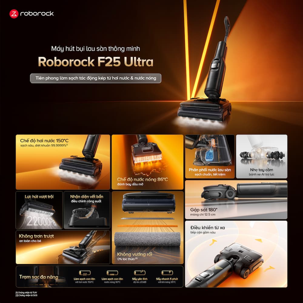 Cây hút bụi lau nhà Roborock F25 Ultra - Bản Quốc tế mới nhất 2025